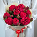 9 Roses 80 cm Peony Bush Red