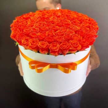 101 Orange Roses in a Luxury Hatbox